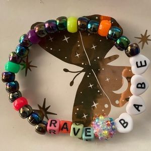Kandi iridescent beaded bracelet neon